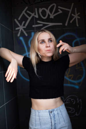 Blond hair white young girl underground style