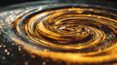 Golden swirling liquid texture creating mesmerizing patterns in a dynamic flow art conceptの素材