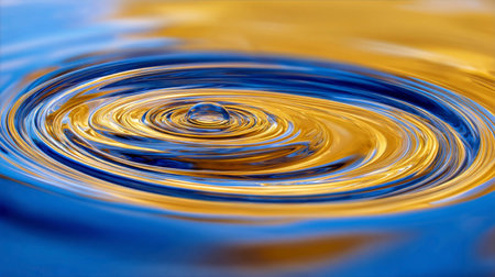 Rippling water surface with golden reflections creating a serene and tranquil atmosphere conceptの素材