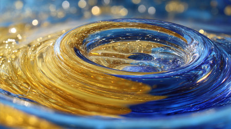 Colorful swirling water pattern creating mesmerizing visual effects in a vibrant aquatic scene conceptの素材