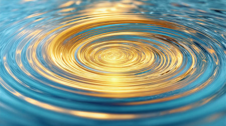 Golden ripples in clear water creating mesmerizing patterns reflecting light water reflection conceptの素材