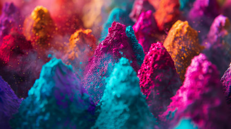 Vibrant colors of powdered pigments creating a stunning visual display art conceptの素材