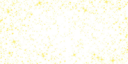 Bright yellow sparkling starfield effect with scattered twinkles isolated on transparent background. Ideal for magical overlays and festive designsの写真素材