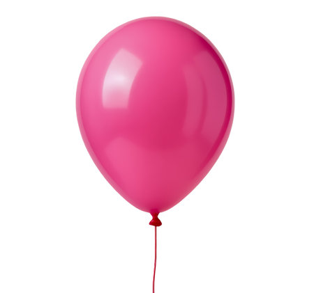 Pink balloon isolated on transparent background. Party decoration with string. PNGの素材