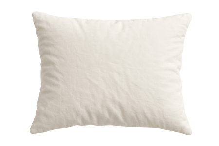White pillow isolated on transparent background. Soft bedding mockup. PNGの素材