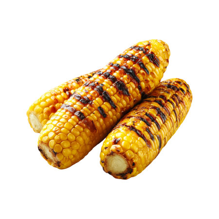 Grilled corn on the cob isolated on transparent backgroundの素材