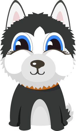 Cartoon husky dog. Vector illustration on white backgroundのイラスト素材