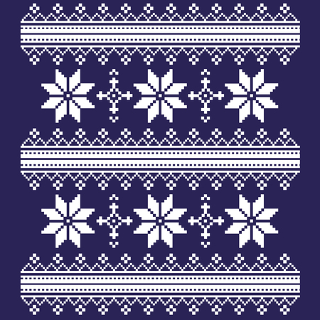 white Ethnic patterns in folk style on a blue background Ukrainian ornament,decorative element for your designのイラスト素材
