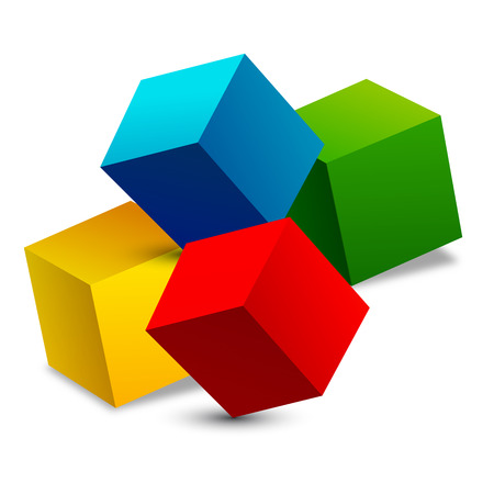 Cubes in combinations for training or icon of your design. Business and Marketing infographic iconのイラスト素材
