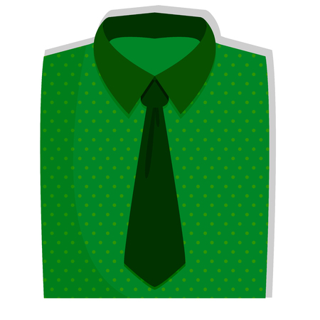 Vector green folded shirt icon with tieの写真素材