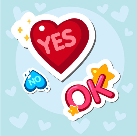 Red Heart Paper Sticker With Shadow Valentine s day vector illustration Postcard eps 10. Poster design. Vector illustration. Bright and modern lettering for greeting cards design.のイラスト素材