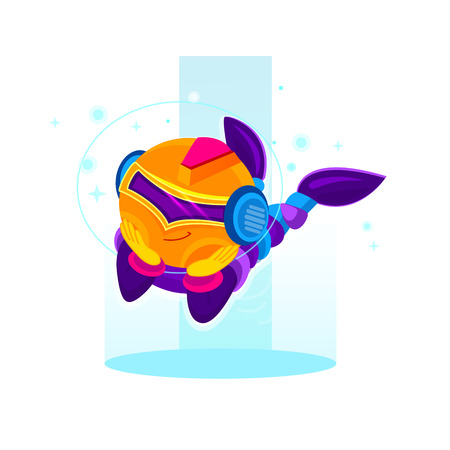 Digital robotic machines. Cartoon robot character. concept of internet irc, interactive, robotic spam, technology, cybernetics, technical support aiのイラスト素材