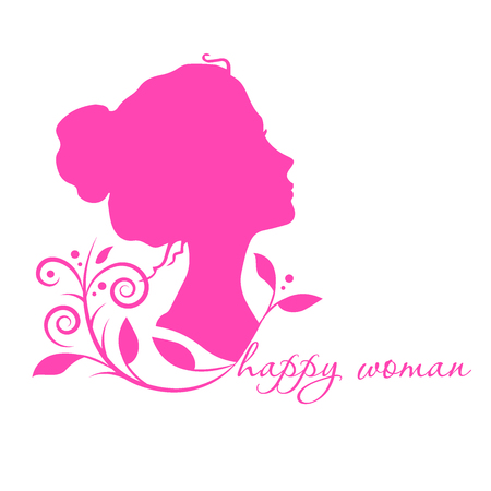 Pink Woman profile beauty illustration vector isolated on white backgroundのイラスト素材