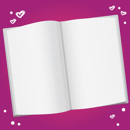 Vector book on pink background - vector illustration with hearts.のイラスト素材