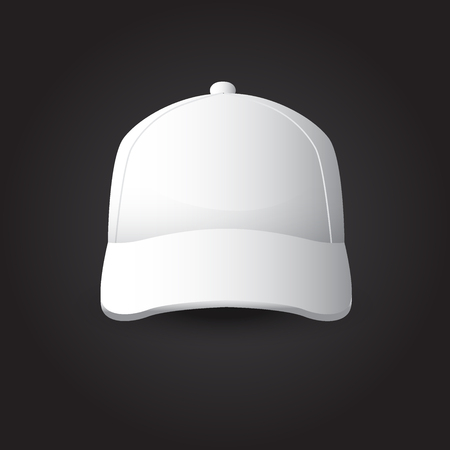 White baseball cap mockup set, vector eps10 illustration on black background - ready image for your presentation of goods. headdress.のイラスト素材