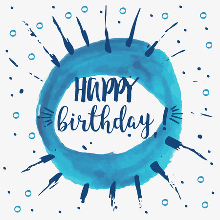 Happy Birthday typography vector design for greeting cards and poster with abstract elements on background, design template for birthday celebration.のイラスト素材