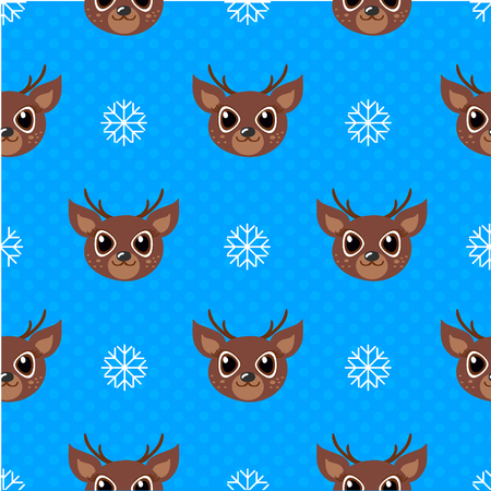 Deer heads seamless pattern. Texture vector background. Childish background with cartoon character.のイラスト素材