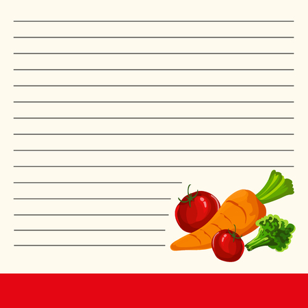 Magic Cookbook Vector illustration, recipe for soup with vegetables. Interesting menu design.のイラスト素材