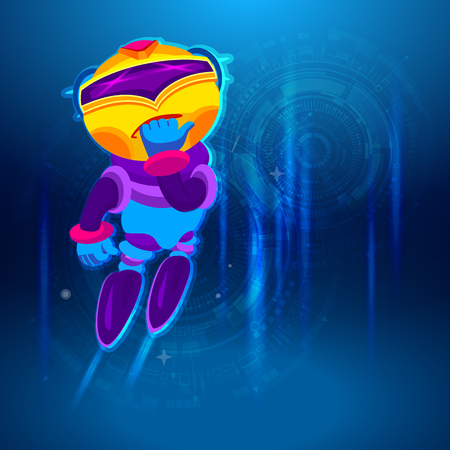 Chat Bot Free Robot Virtual Assistance Of Website Or Mobile Applications, Artificial Intelligence Concept Soaring up. Digital design in cartoon style. Vector Illustrationのイラスト素材