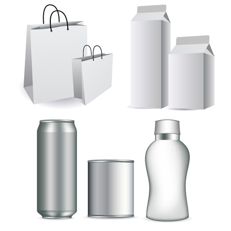 Blank Package and food packaging.Mock-up template ready for design, on isolated white background. vector illustrationのイラスト素材