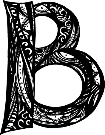 Doodle sketch font. Letter B. Vector illustrationのイラスト素材