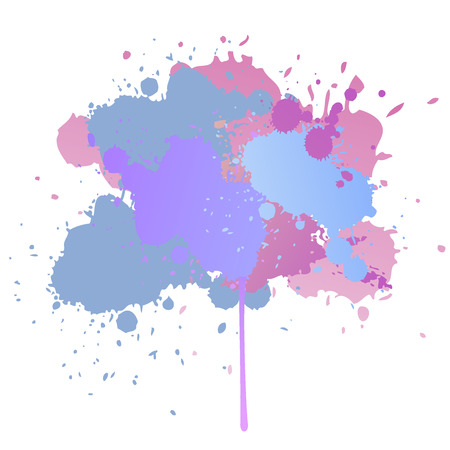 Gouache background, pink, blue and purple watercolor paint splashes on white vector pattern. Colorful ink spots, acrylic paint splatter, grunge abstract painting background.のイラスト素材