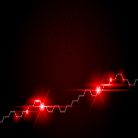 Abstract financial chart with uptrend line graph in stock market on gradient red color background. Futuristic styleのイラスト素材