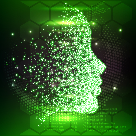 Lines connected to thinkers, symbolizing the meaning of artificial intelligence. Vector illustration. New technologiesのイラスト素材