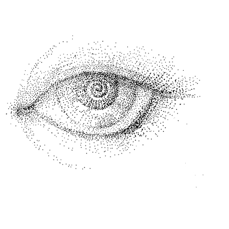 Vector illustration of human eye in engraved styleのイラスト素材