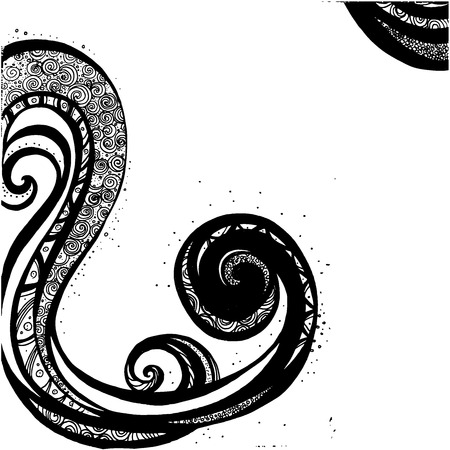 Wave formation hand drawn, doodle style decoration, For poster or banner designのイラスト素材
