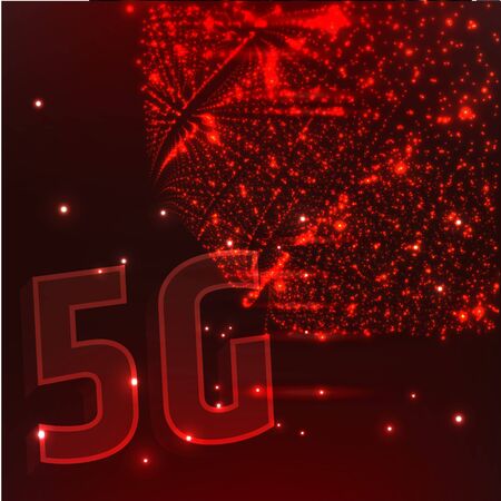 Vector tech icon sign wi fi internet 5G. Illustration of 5G internet sign in flat style.のイラスト素材