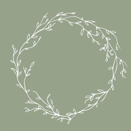 Golden floral round frame. Vector. Isolated. Vector eps10 illustration.のイラスト素材