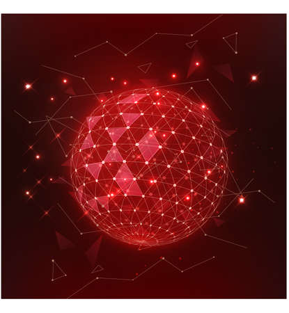 Abstract background 3D, vision of a fiery planet with alien constructions and structures, interesting sci fiのイラスト素材