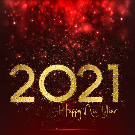 Chinese New Year background with golden fireworks on red traditional pattern. Vector illustration. Concept for holiday banner, greeting card, decorative element.のイラスト素材