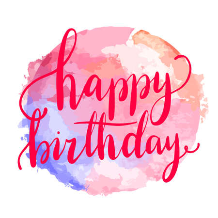 Happy birthday to you vector lettering for greeting card. Vintage ornate calligraphy for invitation.のイラスト素材