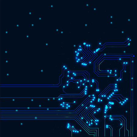 circuit board technology background. , digital element. Technology and nature balance concept.のイラスト素材