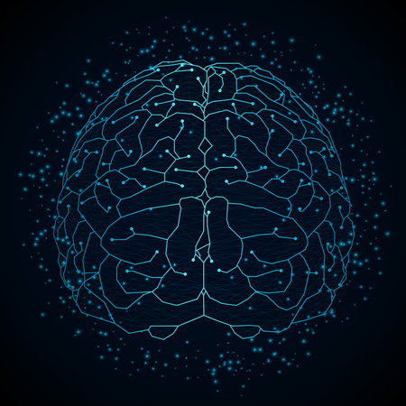 circuit board vector background, technology illustration, form of brainのイラスト素材