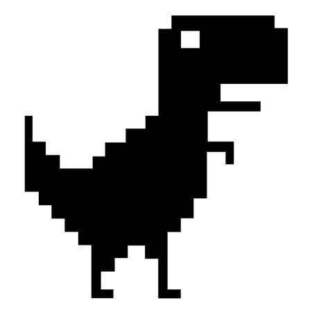 a black dinosaur icon. pixel art style icons, element design for app, web, sticker. Video game sprite. Isolated vector illustration.のイラスト素材