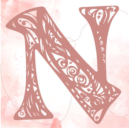 Letter N. Vector font for labels, posters etc. Calligraphy, Typography, Monogram. N letter logo in vintage western style.のイラスト素材