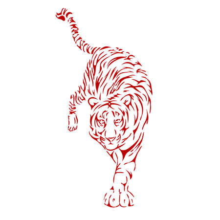 Tiger Tattoo Swirl the reed isolated on white backgroundのイラスト素材