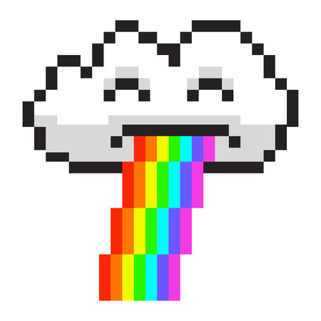 vector pixel art cloud rainbow isolated cartoonのイラスト素材
