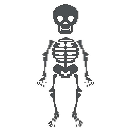 Pixel art cartoon human skeleton character.のイラスト素材
