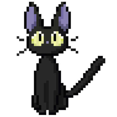 Cute kitten domestic pet pixel art. isolated vector illustrationのイラスト素材