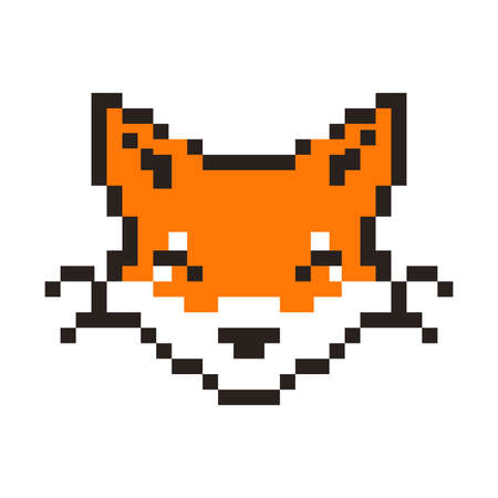 Fox head in pixel art style. wild animal vector illustration. isolated cartoon