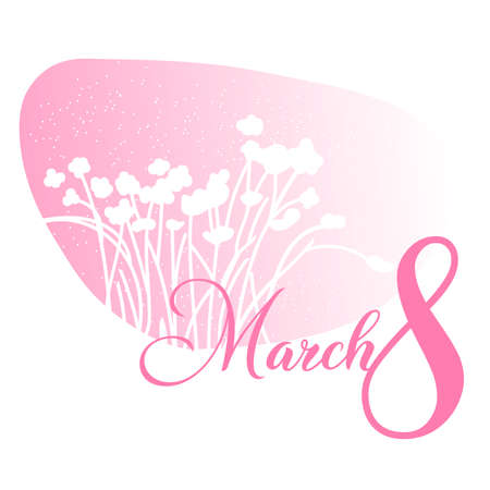 Floral vector greeting card for 8 March with lettering design. element for design. The elegant templateのイラスト素材
