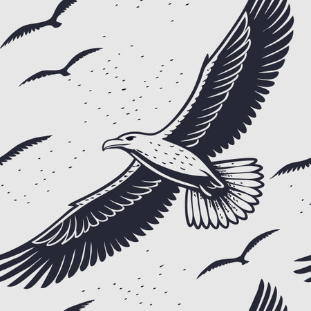 Majestic birds soaring through the sky in an artistic representation of freedom and natureのイラスト素材