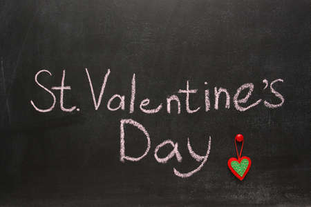 The inscription in chalk, "St.Valentine's Day" on a blackboardの写真素材