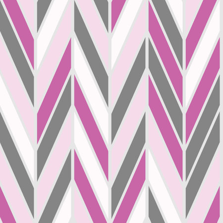 Seamless vector geometric zigzag pattern, pink and grey chevron. Textile, wrapping, packagingのイラスト素材