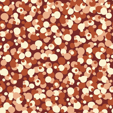 Seamless vector pattern wit white beige and brown overlapping circles and dots, textile, scrapbookのイラスト素材