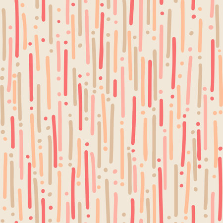 Seamless vector pattern with Hand drawn parallel dashed lines peach pink, textile, packagingのイラスト素材